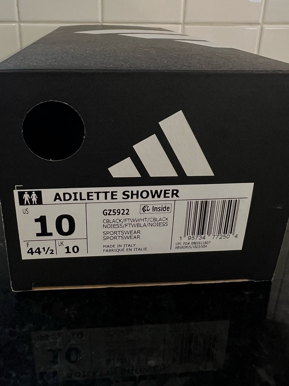Adidas Black and White Slides - Picture 3 of 3